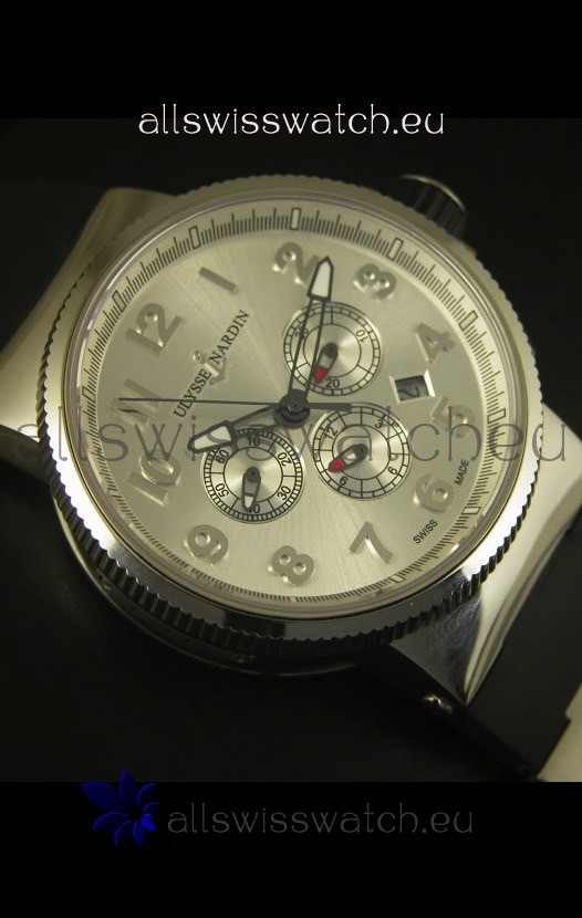 IMG_9081 Ulysse Nardin Marine Chronograph Stainless Steel Arabic Dial - 1:1 Mirror Replica 6