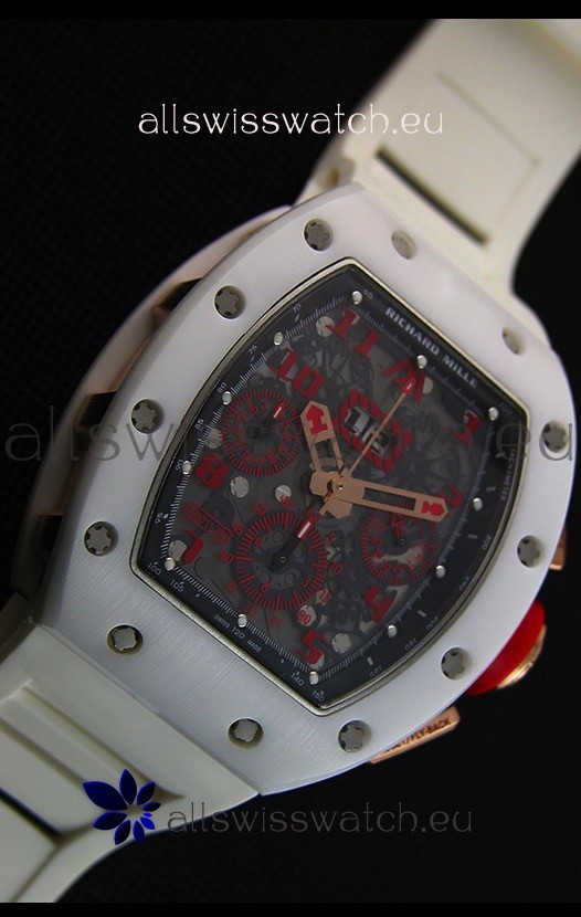 IMG_9081 Richard Mille RM011-FM Felipe Massa White Ceramic Case in White Strap Replica 6