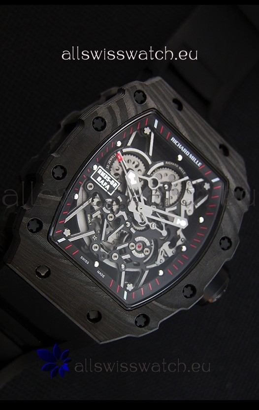 IMG_9081 Richard Mille RM35-2 Rafael Nadal Forged Carbon Case with Black Strap Replica 6