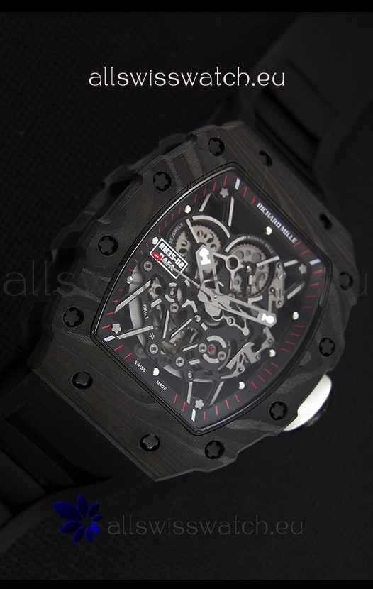 IMG_9081 Richard Mille RM35-2 Rafael Nadal Forged Carbon Case with Black Strap Replica 6