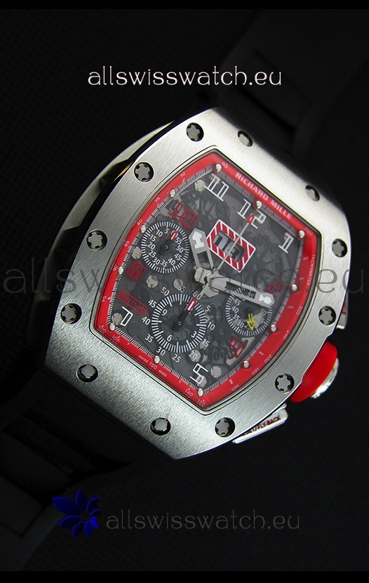 IMG_9081 Richard Mille RM011-FM Felipe Massa One Piece Titanium Case in Black Strap Replica 6