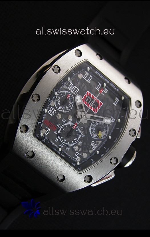 IMG_9081 Richard Mille RM011-FM Felipe Massa One Piece Titanium Case in Black Strap Replica 6