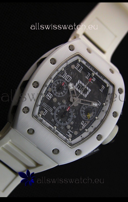IMG_9081 Richard Mille RM011-FM Felipe Massa White Ceramic Case in White Strap Replica 6