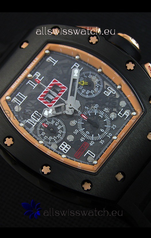 IMG_9081 Richard Mille RM011-FM Felipe Massa Black Ceramic Case in Black Strap Replica 6