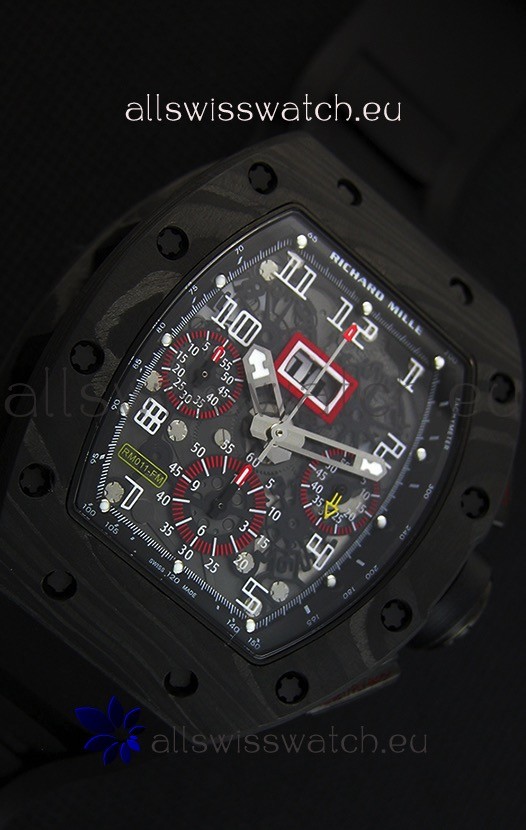 IMG_9081 Richard Mille RM011-FM Felipe Massa One Piece Black Forged Carbon Case in Black Strap Replica 6
