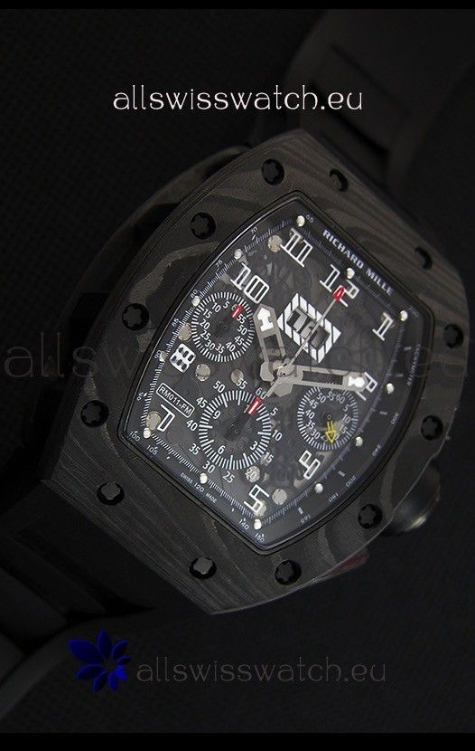 IMG_9081 Richard Mille RM011-FM Felipe Massa One Piece Black Forged Carbon Case in Black Strap Replica 6