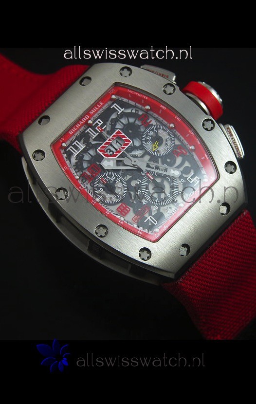 IMG_9081 Richard Mille RM011 Filipe Massa Titanium Casein Red Nylon Strap Replica 6