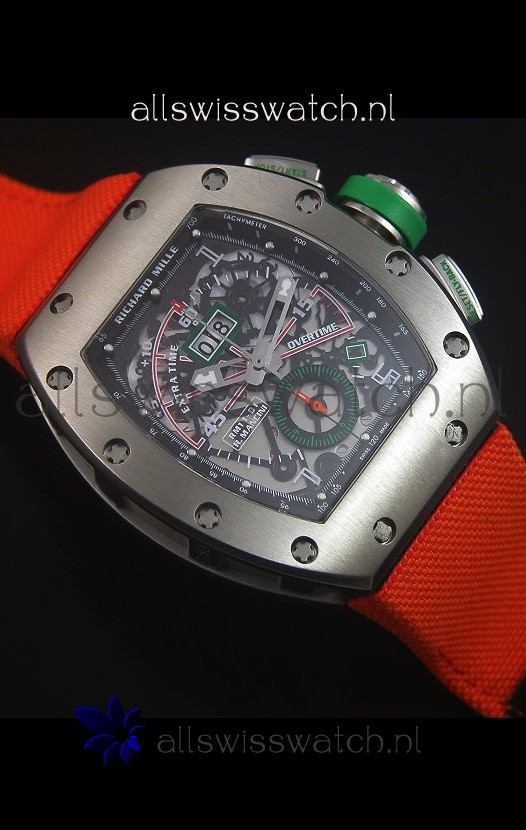 IMG_9081 Richard Mille RM011 Filipe Massa Titanium Casein Orange Nylon Strap Replica 6