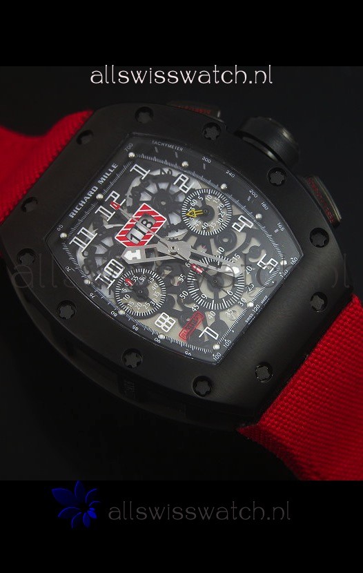IMG_9081 Richard Mille RM011 Filipe Massa PVDin Red Nylon Strap Replica 6