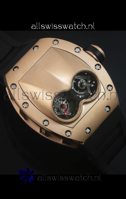 IMG_9081 Richard Mille RM053 Tourbillon Pablo Mac Donough Pink Gold Case Black Strap Replica 6