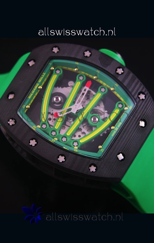 IMG_9081 Richard Mille RM059 Yohan Blake Forged Carbon Casein Green Bezel Replica 6
