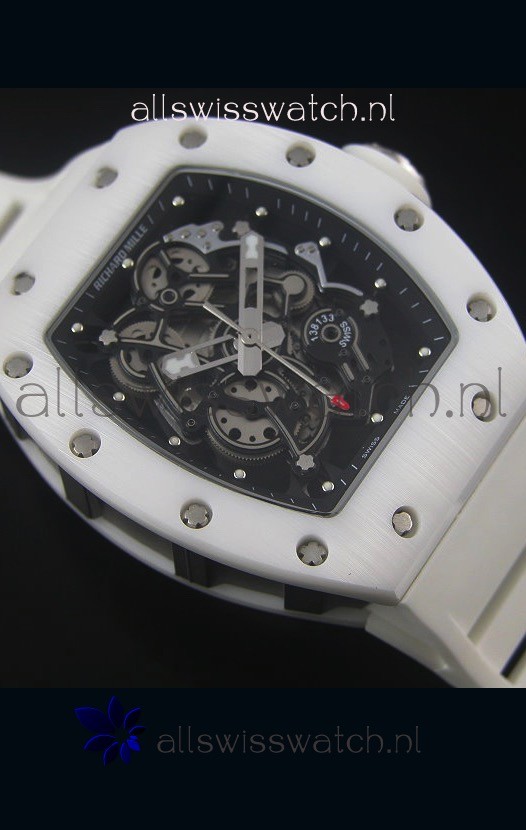 IMG_9081 Richard Mille RM055 White Ceramic Case in Black Inner Bezel Replica 6