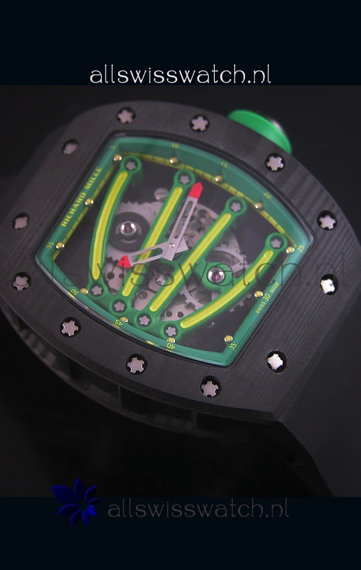 IMG_9081 Richard Mille RM059 Yohan Blake Forged Carbon Casein Green Bezel Replica 6