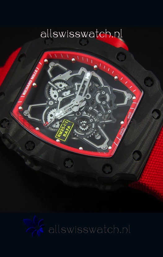 IMG_9081 Richard Mille RM35-01 Rafael Nadal EditionRed Nylon Strap Replica 6
