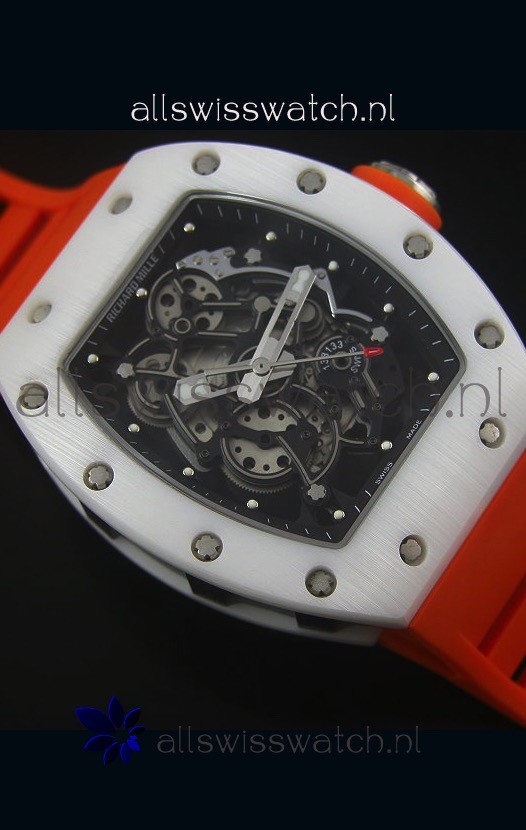 IMG_9081 Richard Mille RM055 White Ceramic Case in Black Inner Bezel Replica 6