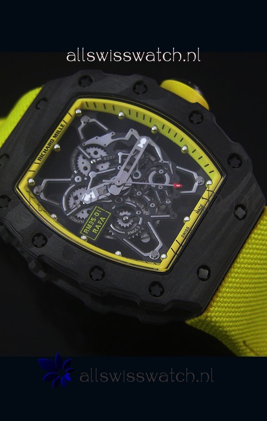 IMG_9081 Richard Mille RM35-01 Rafael Nadal EditionYellow Nylon Strap Replica 6