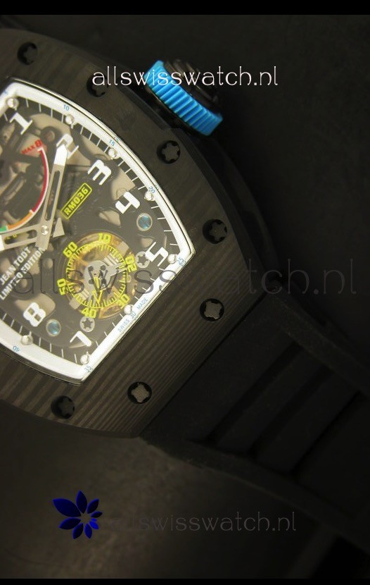 IMG_9081 Richard Mille RM036 Jean Todt Forged Carbon Bezel Titanium - All White/Blue Edition Replica 6