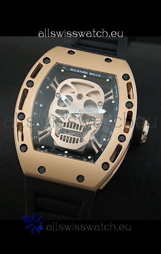 IMG_9081 Richard Mille RM052 Skull Tourbillonin Pink Gold Casing Replica 6