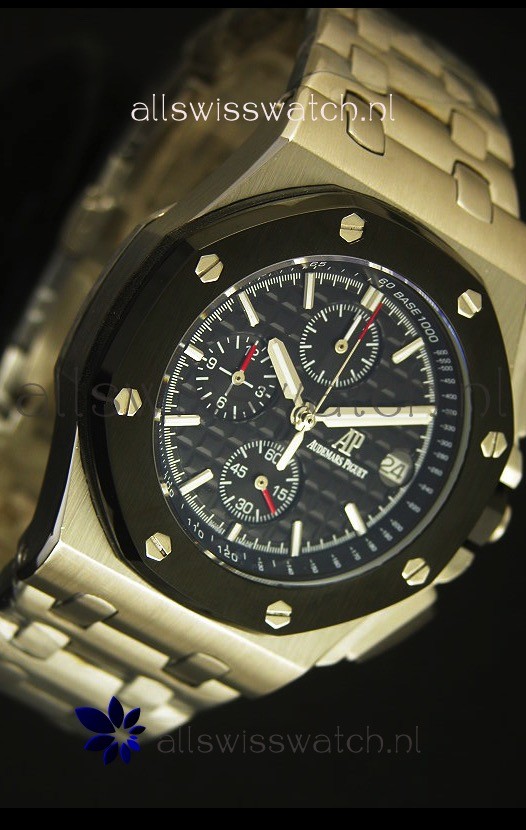 IMG_9081 Audemars Piguet Royal Oak Offshore in Black Dial - Steel Case Replica 6