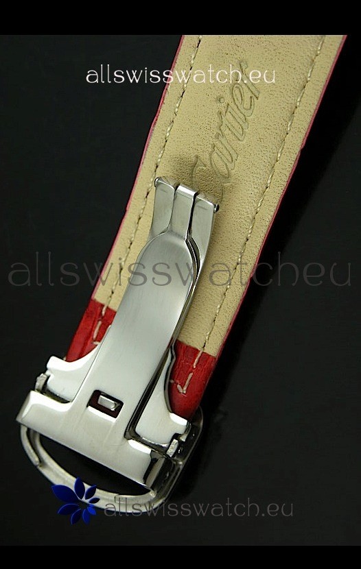Cartier Ronde de Tourbillon Diamond in Red Strap Replica 6