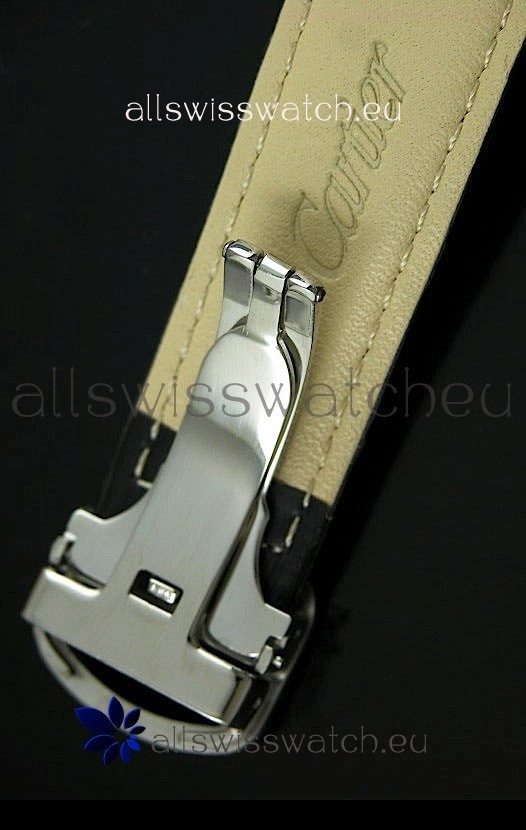 IMG_9081 Cartier Ronde de Tourbillon Diamond in Black Strap Replica 6