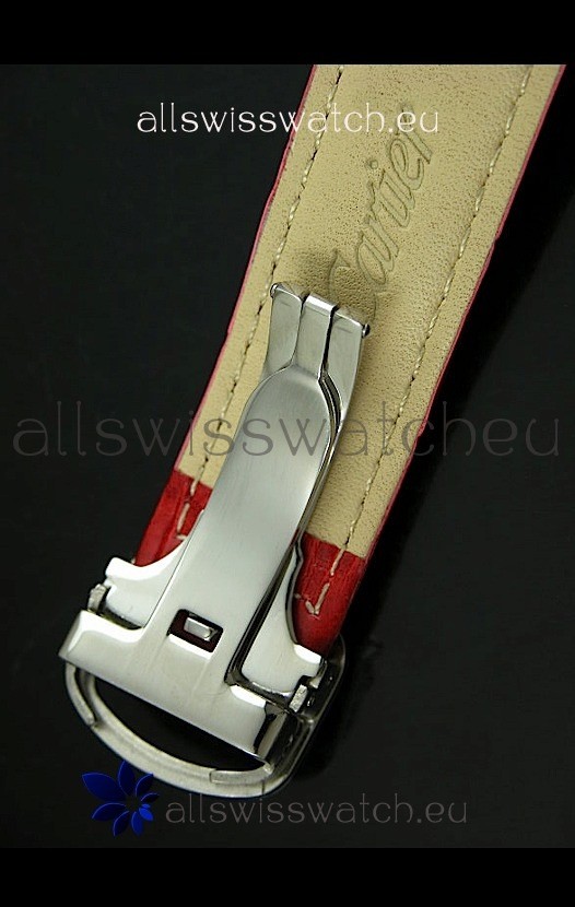 IMG_9081 Cartier Ronde de Tourbillon Diamond in Red Strap Replica 6