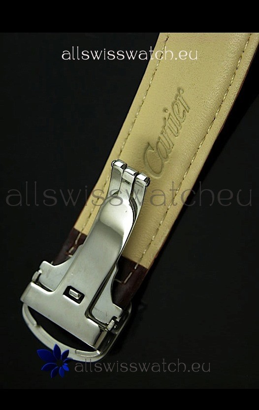 IMG_9081 Cartier Ronde de Tourbillon Diamond in Brown Strap Replica 6