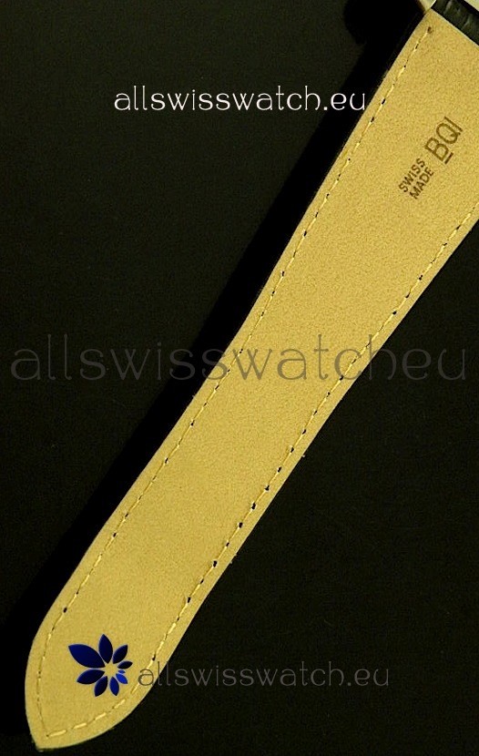 IMG_9081 Cartier Calibre de Steel in Black Leather Strap Replica 6