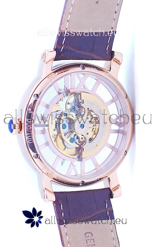 IMG_9081 Ronde De Cartier Skeleton Rose Gold in Diamond Bezel Replica 6