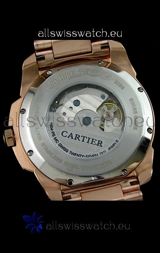 IMG_9081 Calibre De Cartier Automatic Rose Gold in Black Dial Replica 6
