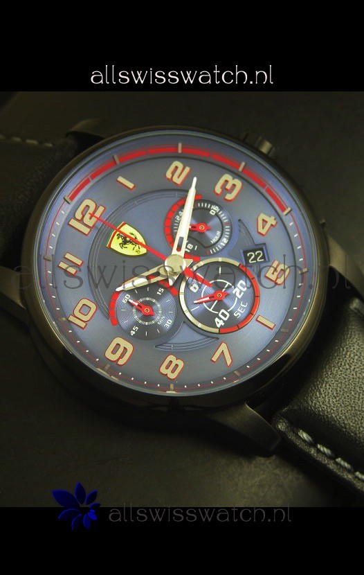 IMG_9081 Scuderia Ferrari Heritage Chronograph in Blue Dial Black Steel Case Replica 6