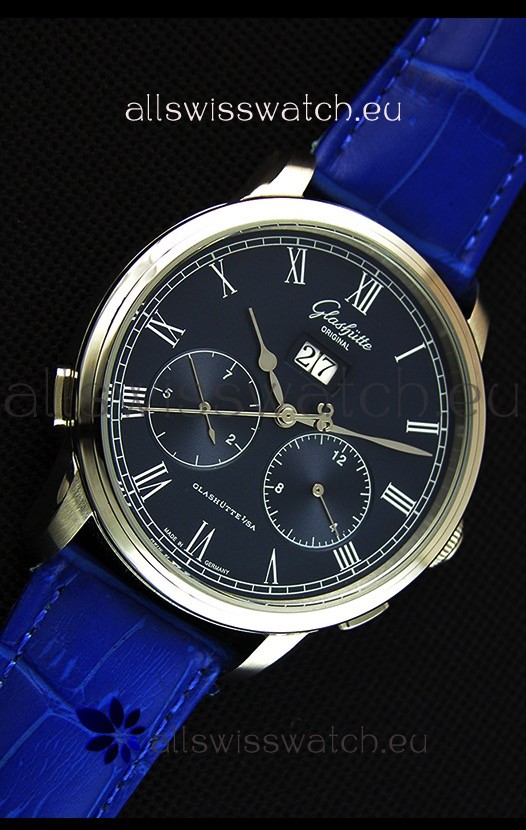 IMG_9081 Glashuette Dual Sub Dial in Blue Dial Replica 6