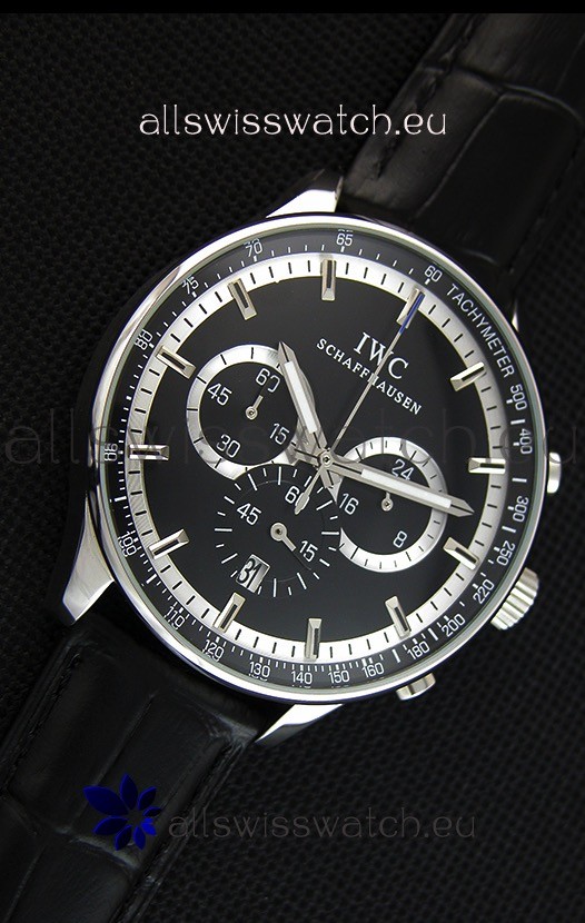 IMG_9081 IWC Schaffhausen Quartz Movement in Black Dial Replica 6