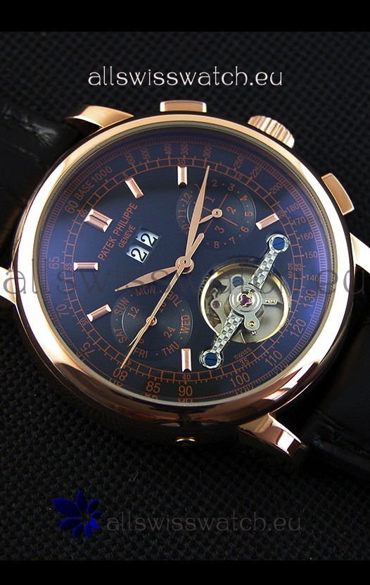 IMG_9081 Patek Philippe Tourbillon in Pink Gold Case Black dial Replica 6
