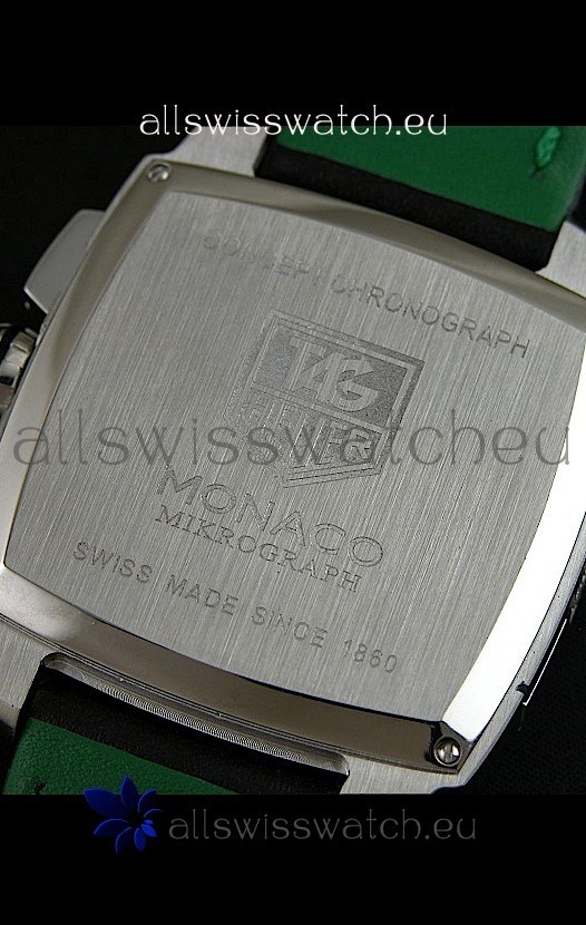 IMG_9081 Tag Heuer Monaco Mikrograph in Black/Green Strap Replica 6