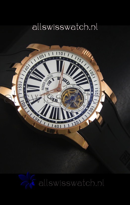 IMG_9081 Roger Dubuis Excalibur Tourbillon - Rose Gold Plating White Dial Replica 6
