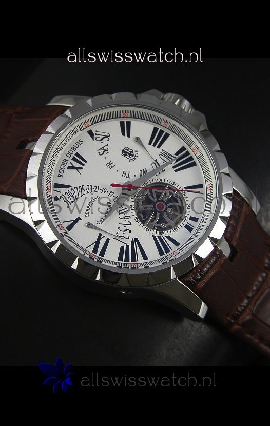 IMG_9081 Roger Dubuis Excalibur Calendar in White Dial Replica 6