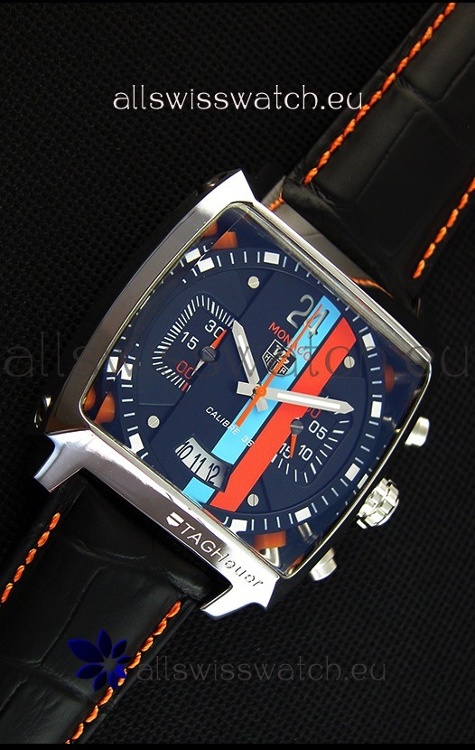 IMG_9081 Tag Heuer Monaco 24 Quartz in Red/Blue Stripes Dial Replica 6