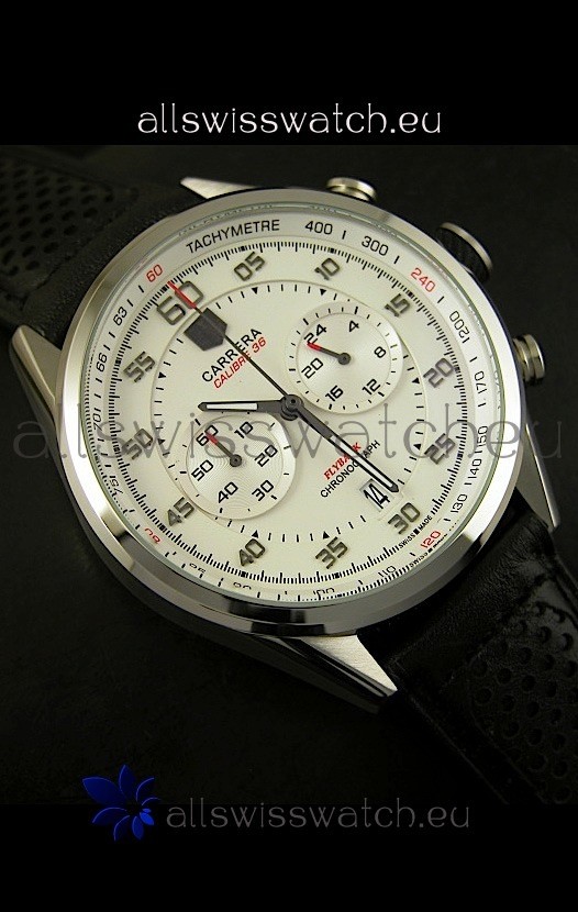 IMG_9081 Tag Heuer Carrera Calibre 36 Flyback White Dial - Quartz Movement Replica 6