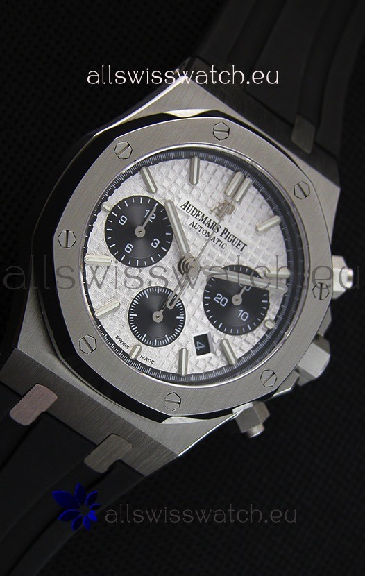 IMG_9081 Audemars Piguet Royal Oak Chronograph White Dial Rubber Strap Replica 7