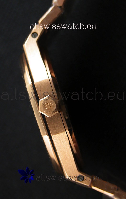 IMG_9081 Audemars Piguet Royal Oak Frosted Rose Gold QUARTZ White Dial 33MM - 1:1 Mirror Replica 7