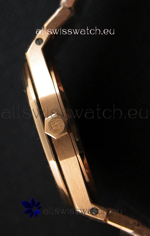 IMG_9081 Audemars Piguet Royal Oak Frosted Rose Gold QUARTZ Champange Dial 33MM - 1:1 Mirror Replica 7