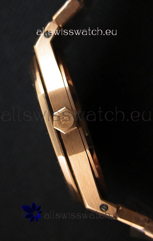 IMG_9081 Audemars Piguet Royal Oak Frosted Rose Gold QUARTZ Grey Dial 33MM - 1:1 Mirror Replica 7