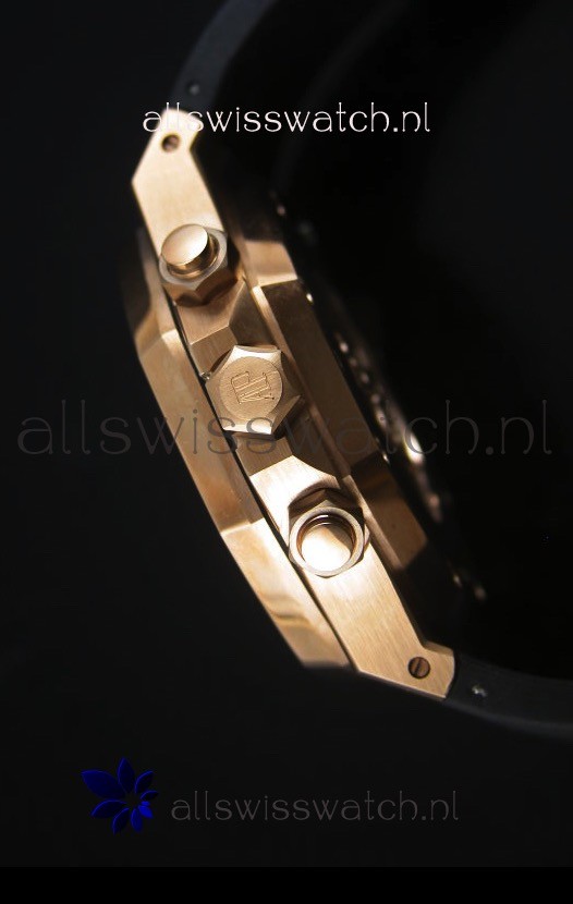 IMG_9081 Audemars Piguet Royal Oak Chronograph in Yellow Gold in Black Dial Replica 7