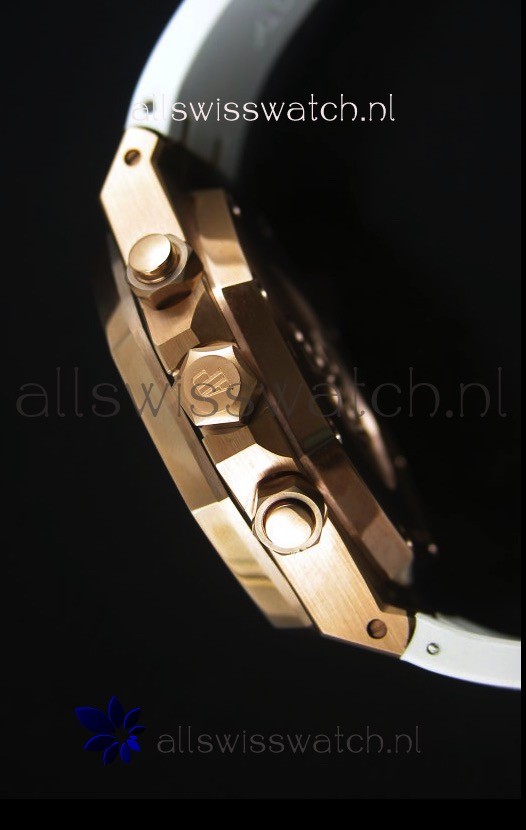 IMG_9081 Audemars Piguet Royal Oak Chronograph in Yellow Gold in Polished White Dial Replica 7