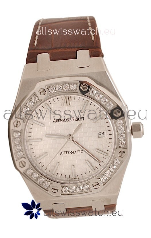 Audemars Piguet Royal Oak Steel in Brown Leather Strap Replica 7