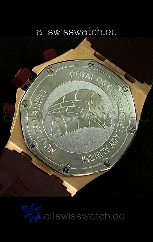 IMG_9081 Audemars Piguet Royal Oak Ladies Alinghi Limited Edition Gold in Maroon Dial Replica 7