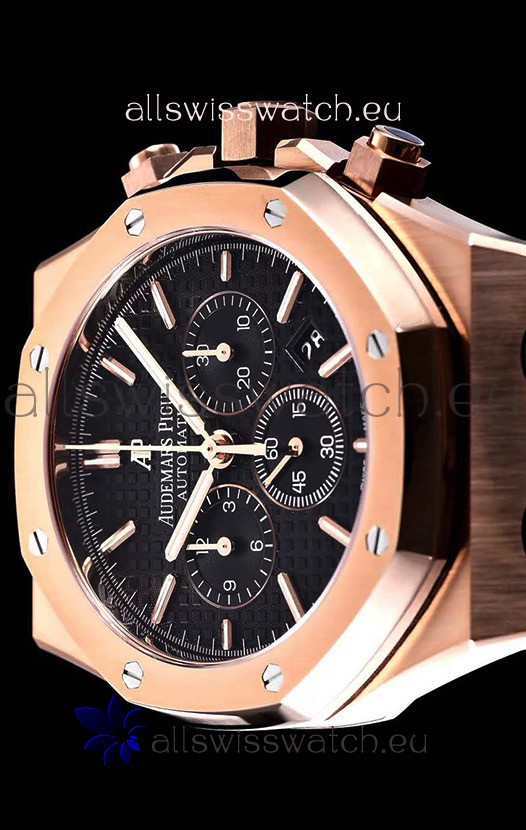 IMG_9081 Audemars Piguet Royal Oak Chronograph Pink Gold Case Black Dial - 1:1 Mirror Replica 7