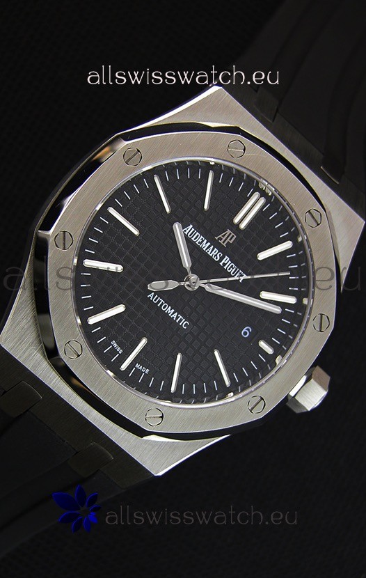 IMG_9081 Audemars Piguet Royal Oak 41MM Black Dial Rubber Strap - 1:1 Mirror Ultimate Edition Replica 7