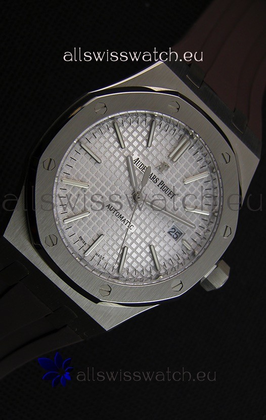 IMG_9081 Audemars Piguet Royal Oak 41MM Silver Dial Rubber Strap - 1:1 Mirror Ultimate Edition Replica 7